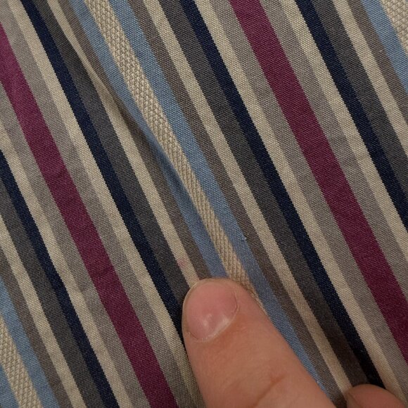 Faconnable Long Sleeve Button Up Shirt Men Cotton Striped Purple Gray Large - Picture 16 of 16